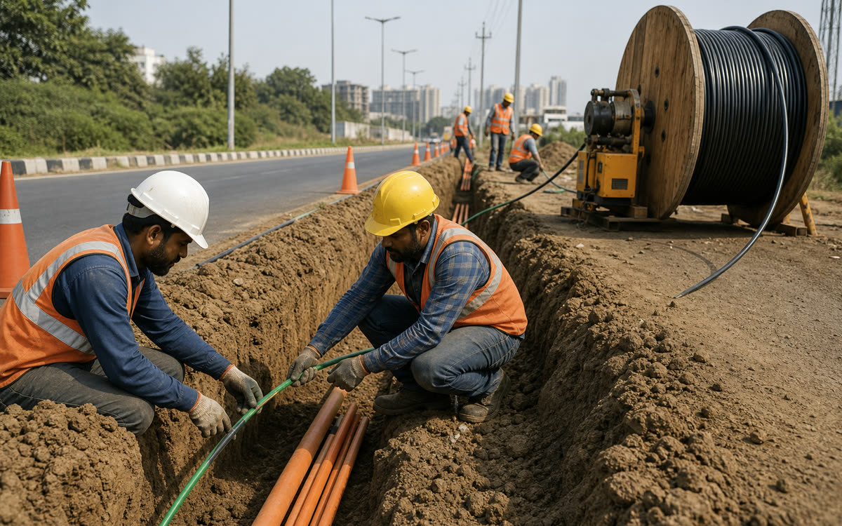 Fiber optic cable laying project in Mohali