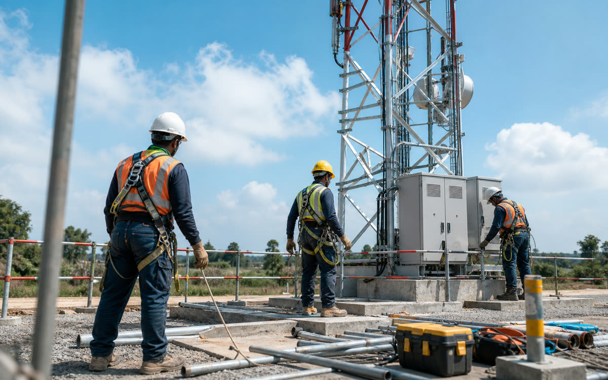 Telecom tower installation work in Punjab